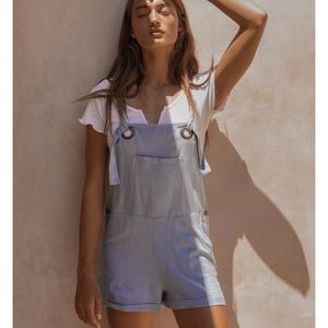 Brand new tie front overalls blue